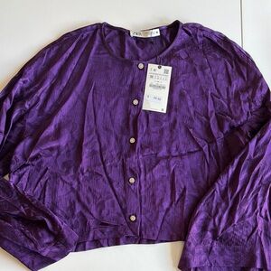 Zara Purple Button-Up Blouse